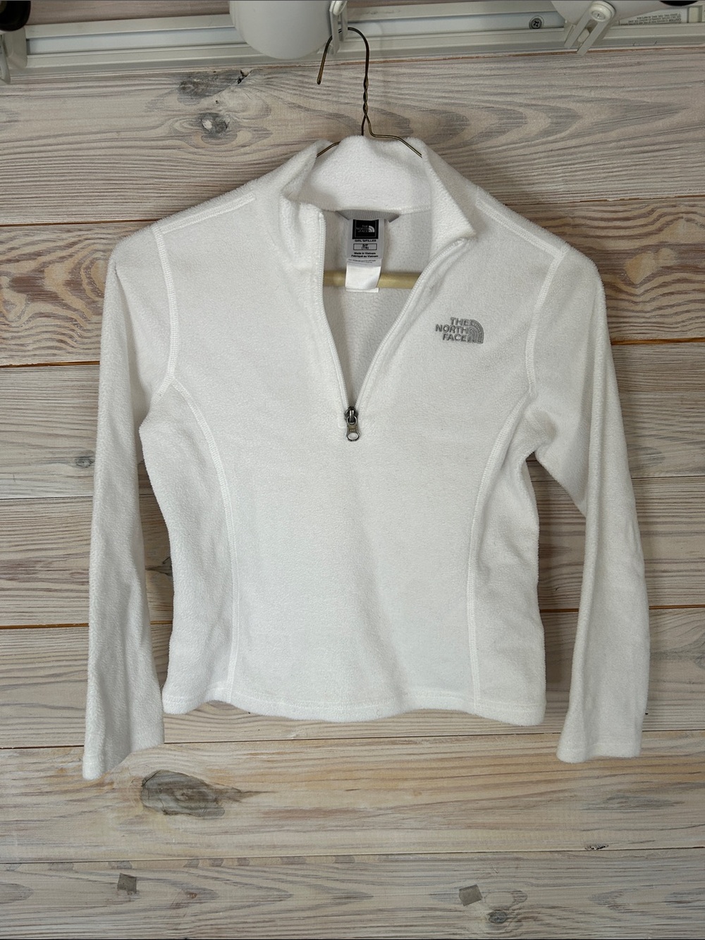 WORN TWICE The North Face Kid's Quarter Zip White Half-Zip Fleece Pullover SZ SM